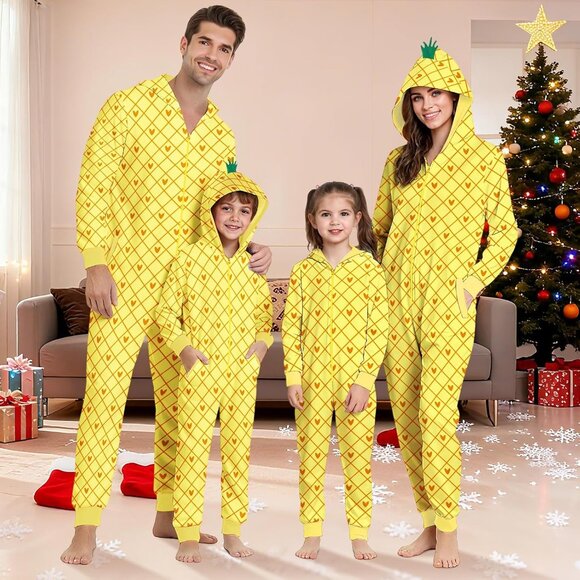 Family Christmas Pajama Onesie Hooded Sleepwear Set All Sizes - Picture 2 of 4